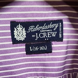 J.Crew Habedashery, Mens purple stripe, 80's 2-ply, size 16-16.5